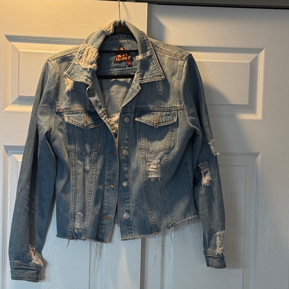 Signature8 Light Blue Distressed Jean Jacket
